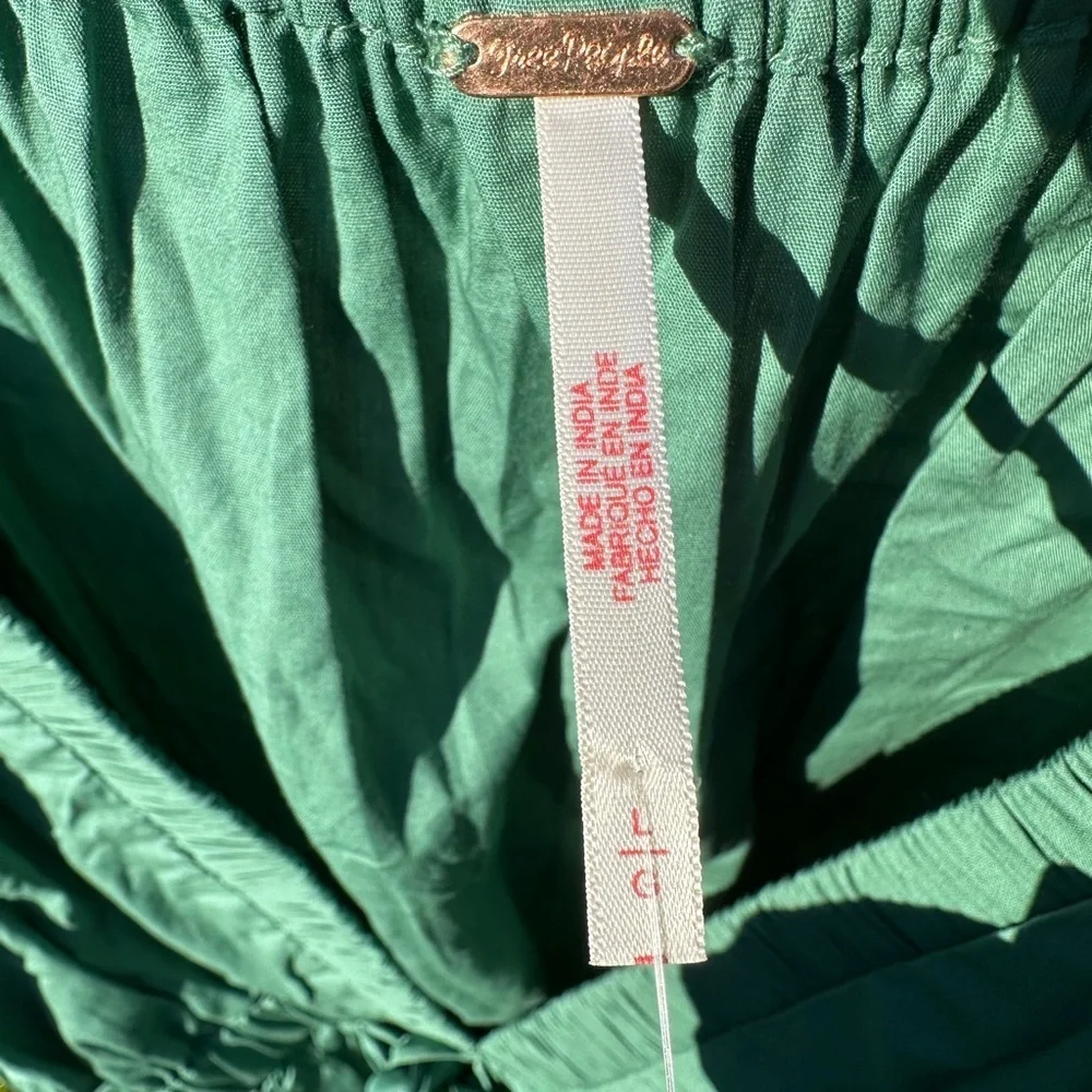 Free People‎ Mermaid Green Crop Bubble Boho Top Feminine NWT whimsical ethereal
